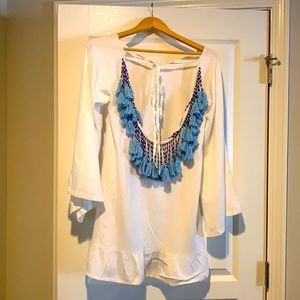 Sundress beaded swim low back coverup